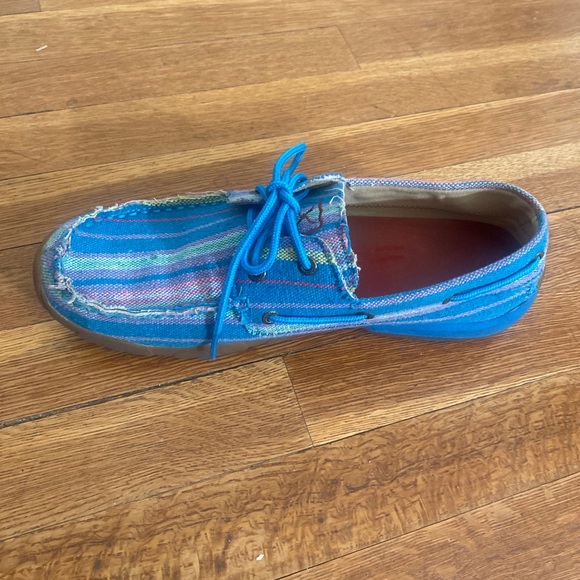 Twisted X #WDM0048 Boat Driving Moc Blue Textile Denim Shoes Women’s Size 11 - Picture 8 of 12